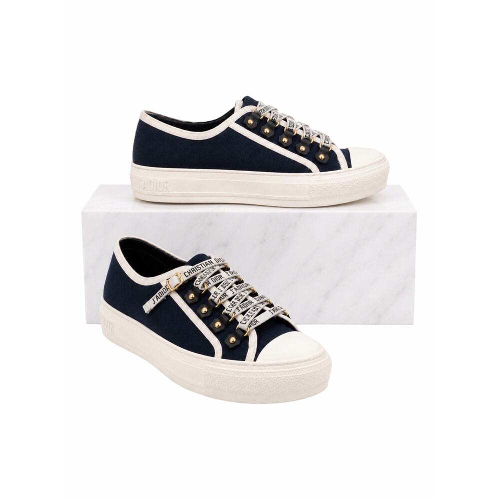 Christian Dior Walk'n'Dior Canvas Sneakers Black White Size 37